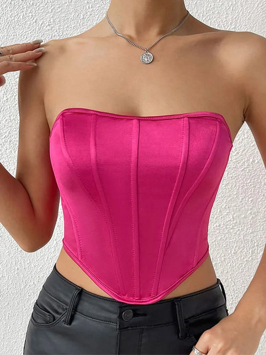 Women Corset Top Fishbone Design Slim Fit Crop Y2K Sexy