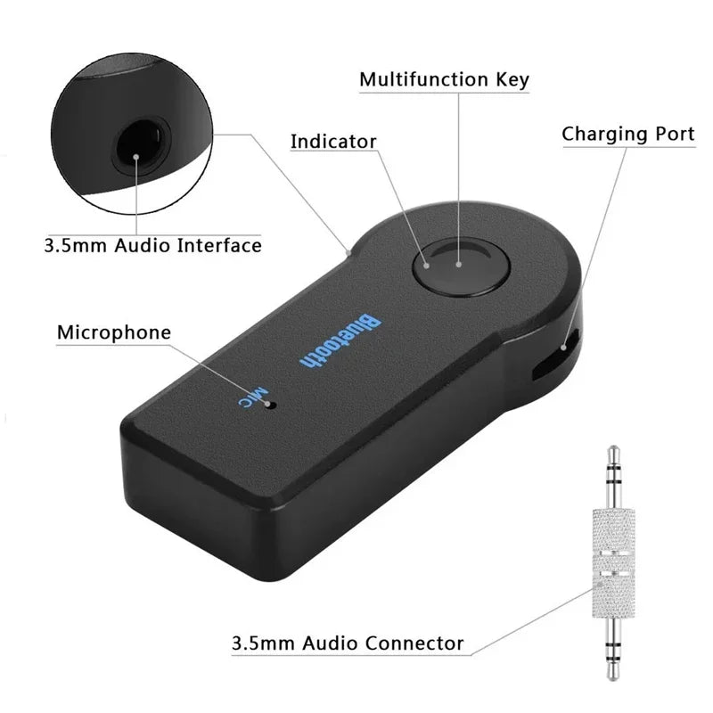 2 in 1 Wireless Bluetooth 5.0 Receiver and Transmitter Adapter with 3.5mm Jack for Car Audio Music Handsfree Aux