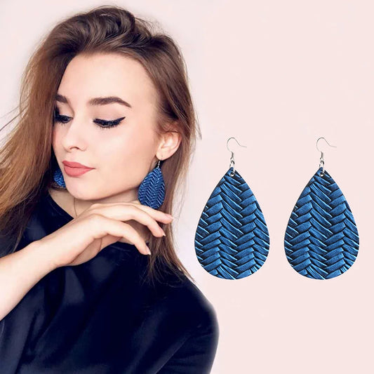 Elegant Faux Leather Teardrop Earrings for Women Lightweight Dangle Fashion Jewelry