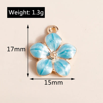 Charming Enamel Flower Pendants Set for DIY Jewelry Making 10pcs