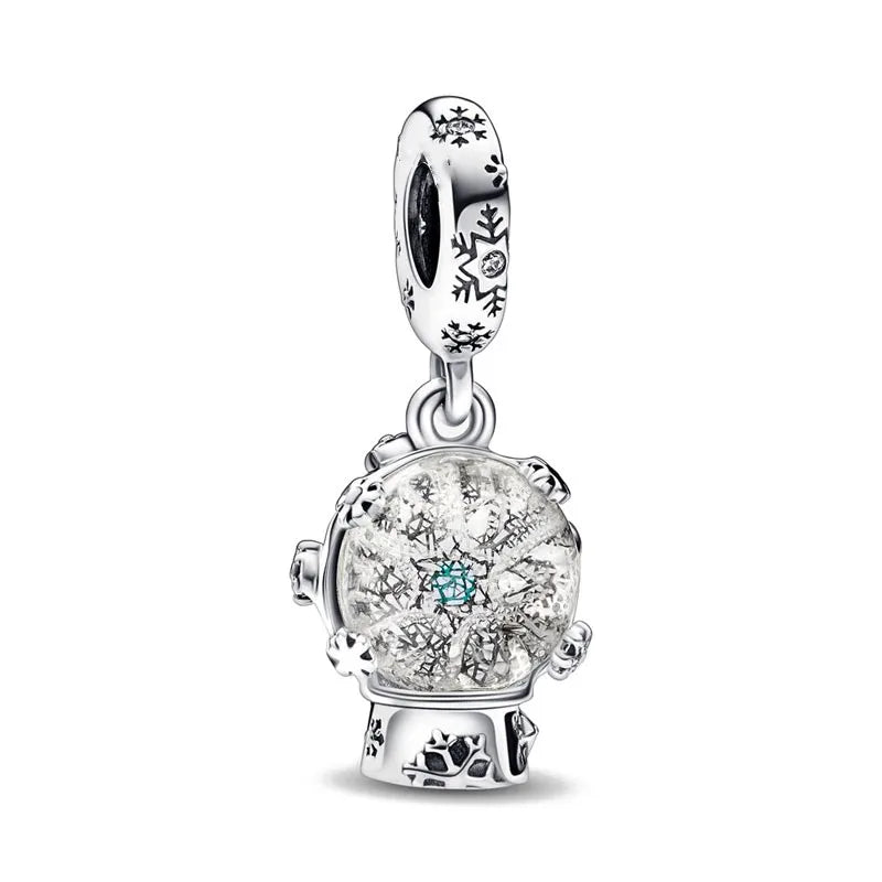Exquisite 925 Silver Heart-Shaped Beads with Crystal Ball Pendant for DIY European Bracelets