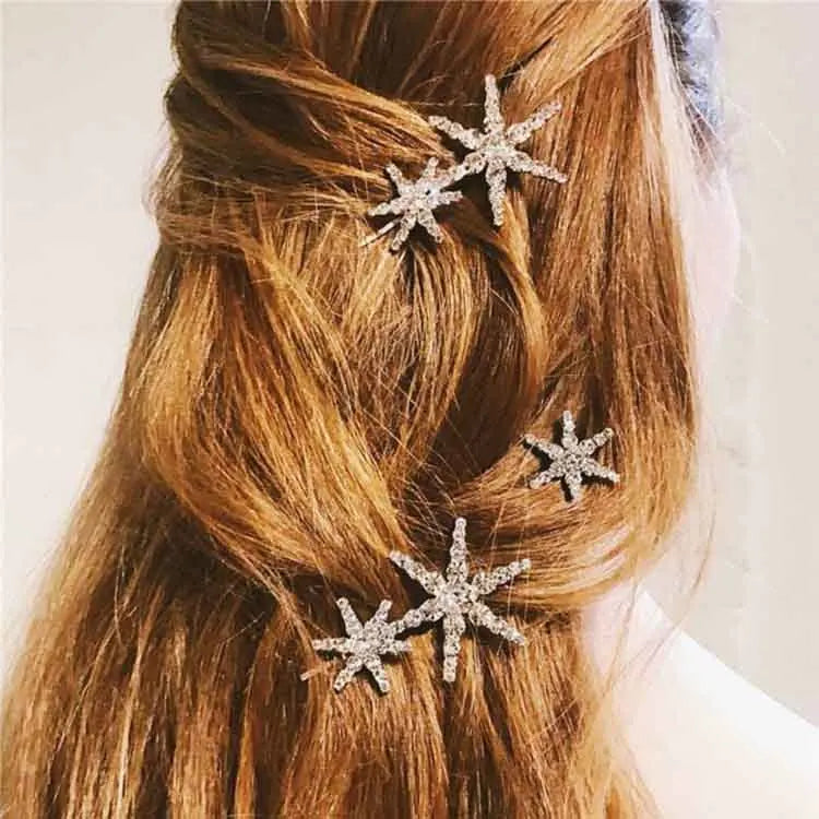 Korean Crystal Star Snowflake Hairclip for Women Fashion Accessories
