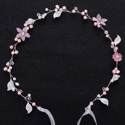 Bridal Pearl Headband - Handmade Gold Flower Hair Jewelry for Weddings Silver