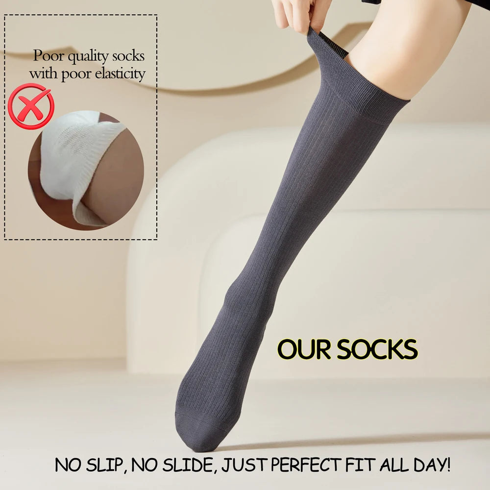 Lightweight Stackable Seamless Cotton Blend Mid Calf Socks