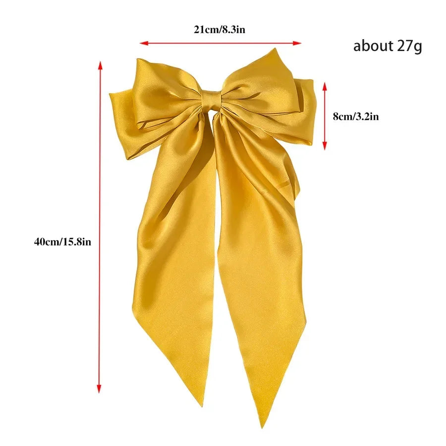Korean Satin Big Bow Hair Clips For Women And Girls
