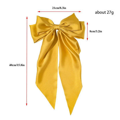 Korean Satin Big Bow Hair Clips For Women And Girls