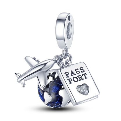 925 Silver Paris Plane Travel Charms for Bracelet Jewelry KTC008