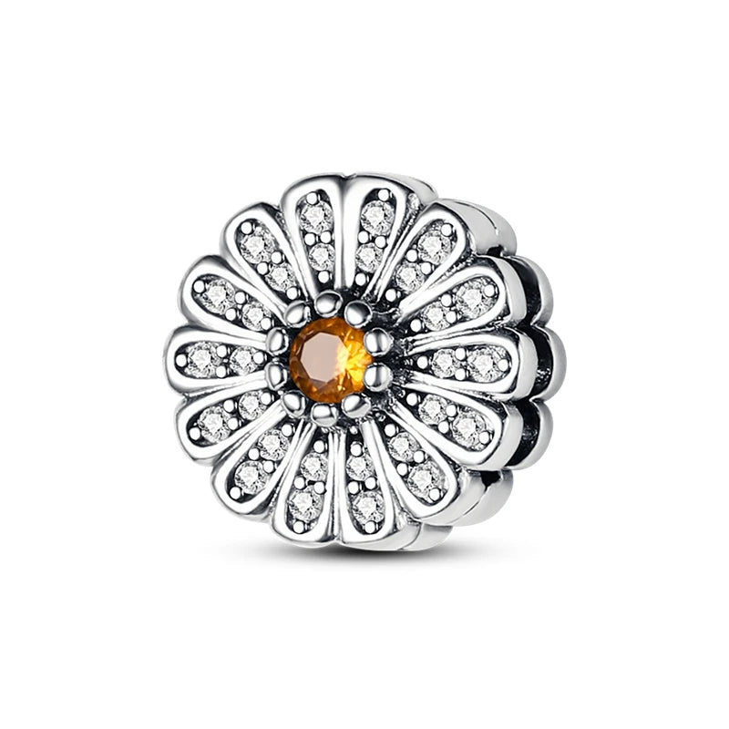 925 Silver Flower Charms Sunflower Tulip Pendants for Bracelet Jewelry Making KTC689