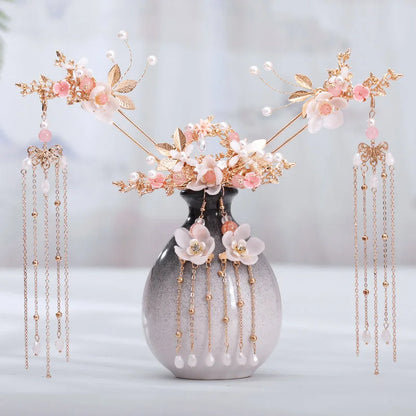 Vintage Chinese Hanfu Hair Accessories Set for Bridal Elegance