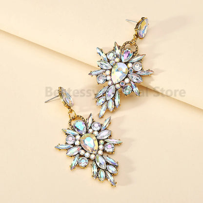Elegant Rhinestone Drop Earrings for Women - Luxury Chandelier Design for Weddings and Parties