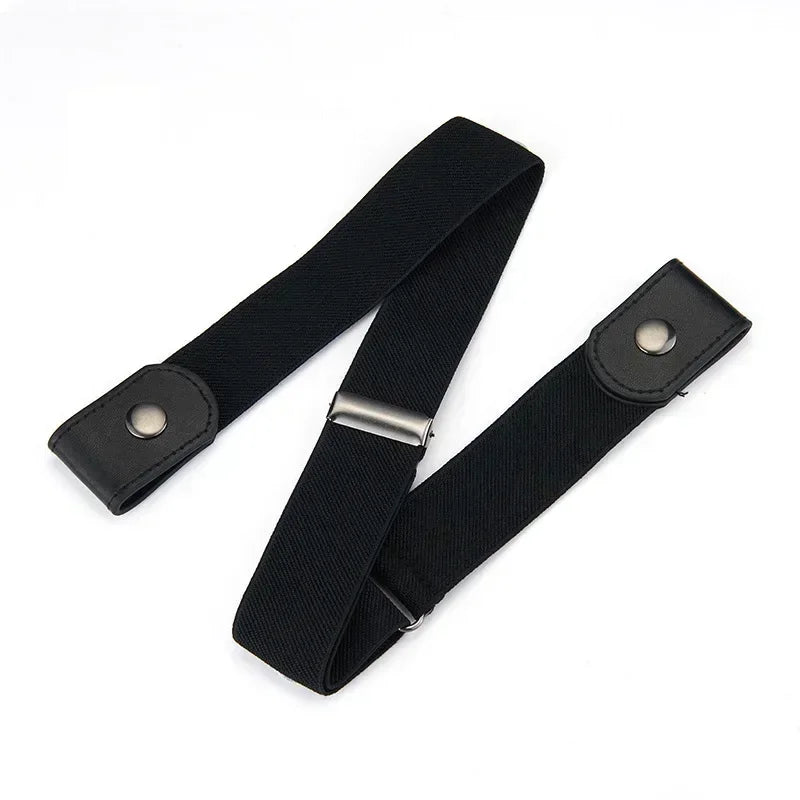 Canvas Adjustable Elastic Waist Band Invisible Belt for Jeans black 60-65cm