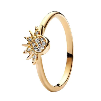 Original 925 Sterling Silver Heart Crown Bow Moon Shell Colorful Crystal Ring for Women Fine Jewelry Gift XR185