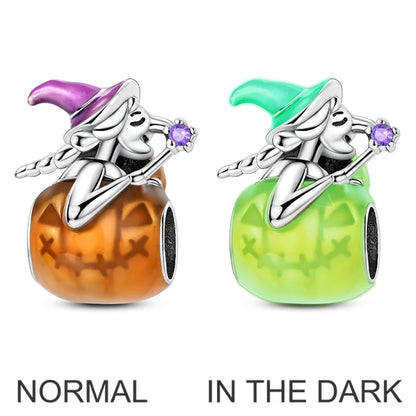 925 Sterling Silver Pumpkin Charm With Zircon Inlay