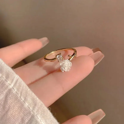 Luxury Gold Plated Rose Ring for Women - 2024 Fashion Aesthetic Jewelry