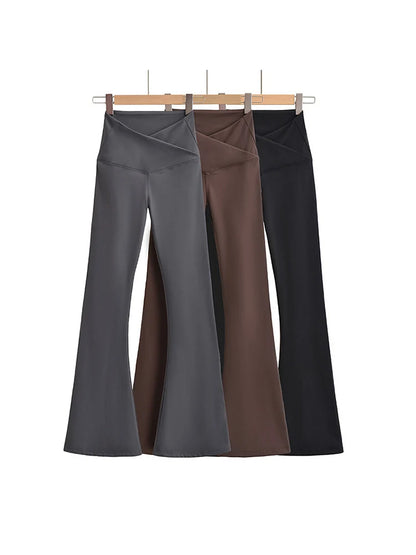 Fall Korean Style Flare Leg Yoga Pants For Women Black
