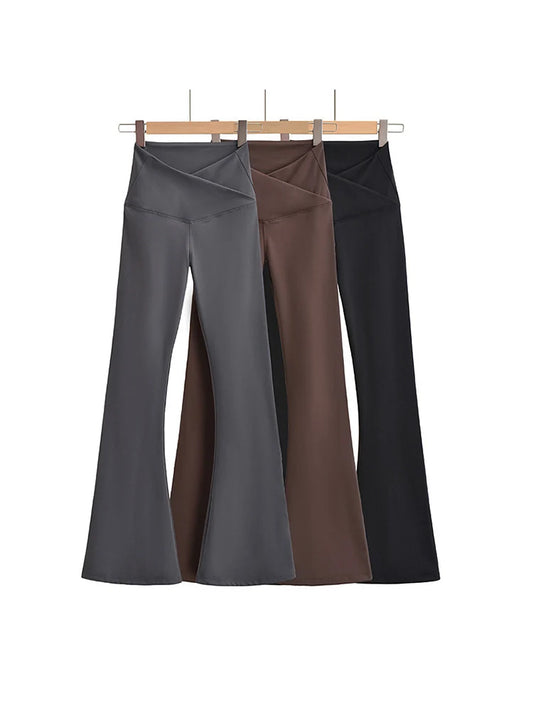 Fall Korean Style Flare Leg Yoga Pants For Women Black