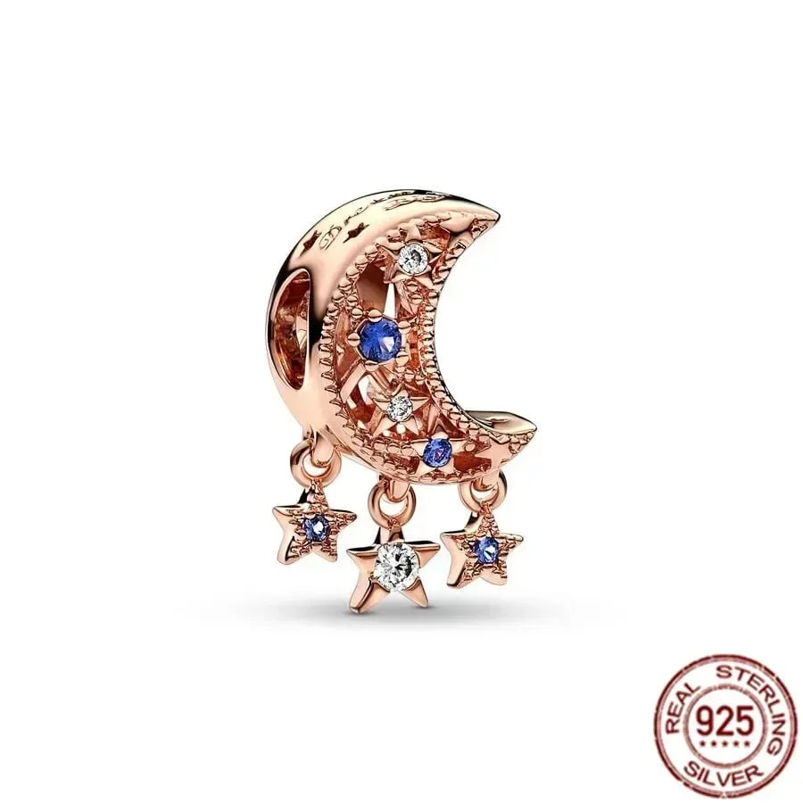 925 Silver Rose Gold Family Tree Heart Beads Charm for Women DIY Necklace Bracelet Jewelry Gift