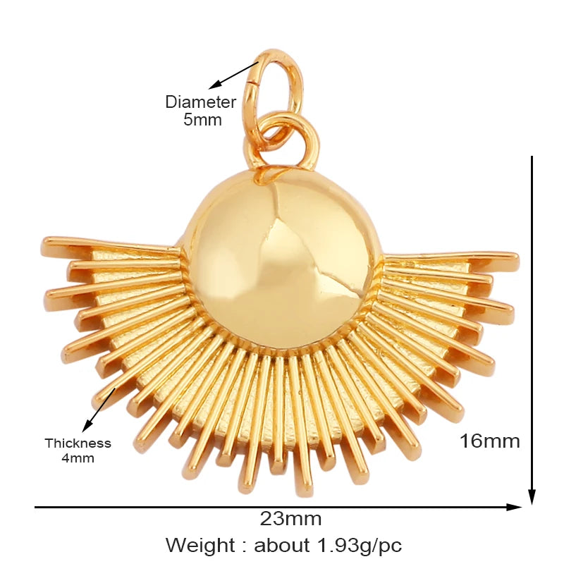 Gold-Plated Celestial Moon Star Charm Pendant with Cubic Zirconia for Jewelry Making