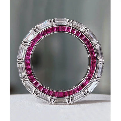 Lovers Eternity 925 Sterling Silver Ruby Diamond Ring for Women and Men
