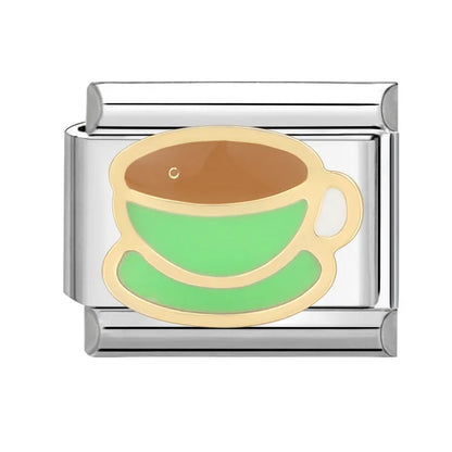 Y2K Green Series Italian Charm Bracelet Links with Camera Woods Flowers Designs in Stainless Steel