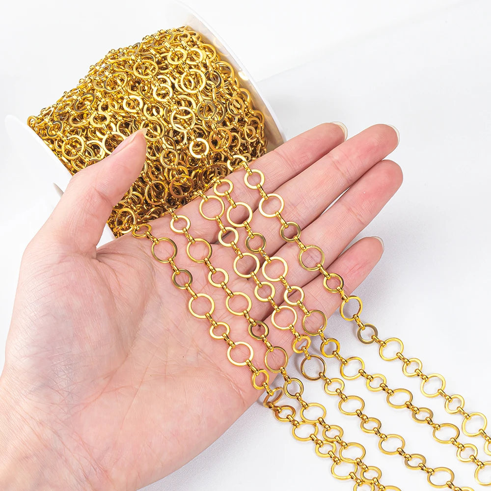 Stainless Steel Circle Link Chain for DIY Jewelry Making Necklace and Bracelet Supplies