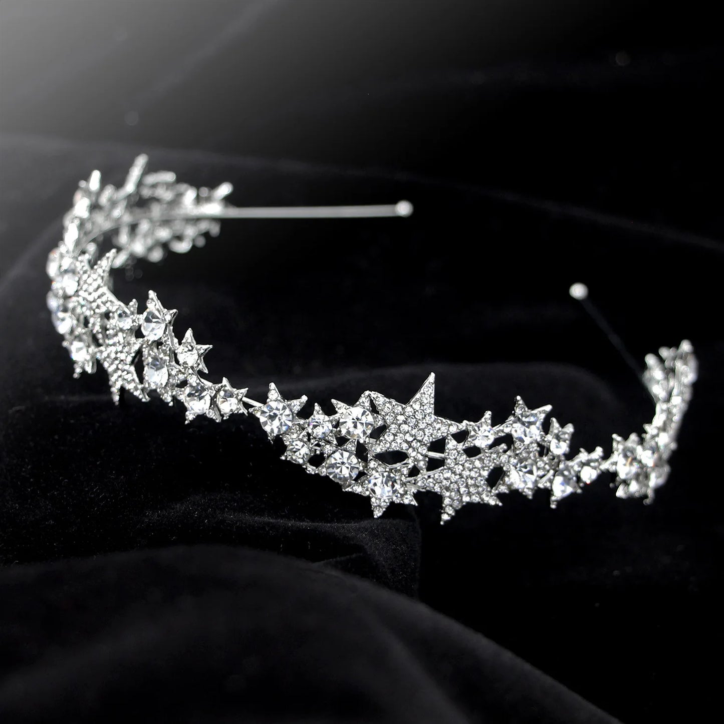 Wedding Crown Hair Jewelry - Double Layer Crystal Star Headpiece with Rhinestones Style 14
