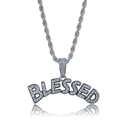 Cubic Zirconia Hip Hop XO Pendant Necklace for Men and Women