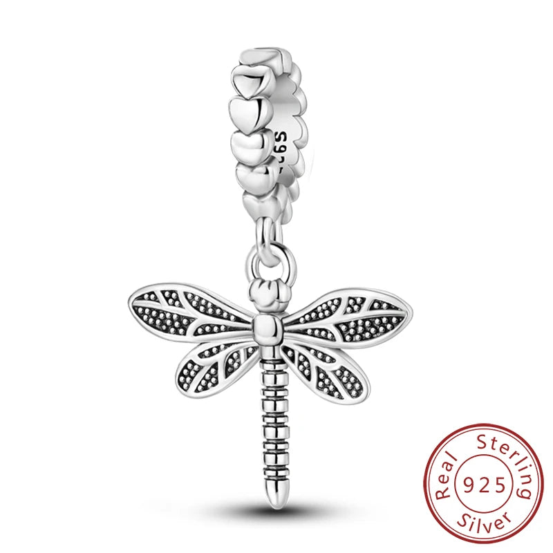 Glowing Firefly Butterfly Charm Bead 925 Sterling Silver Pendant for Bracelets KTC1021