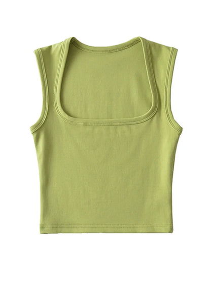 Deep Square Collar Vests 2025 Summer New Fashion Sexy Women's Crop Tops Sling Vest Camis