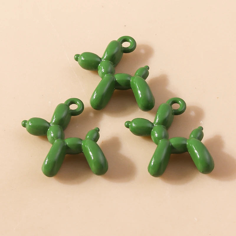 Vibrant 3D Balloon Dog Charms Set for Creative Jewelry Design