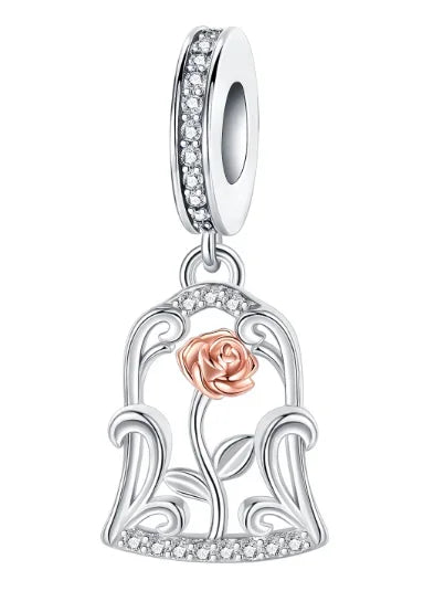 925 Sterling Silver Colorful Flower Charms with Zircon Roses Tulips and Daisies for DIY Necklace and Bracelet Jewelry Gifts