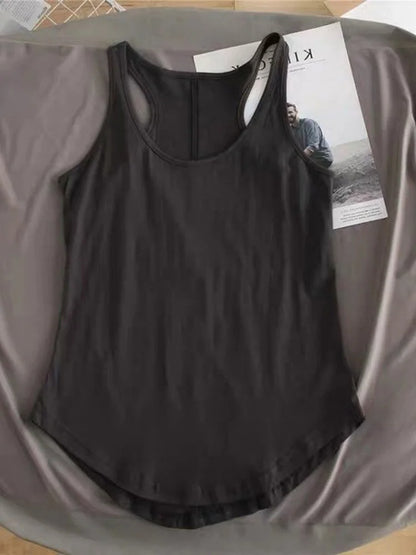 Irregular Tank Top Women O Neck Loose Fitness Camisole