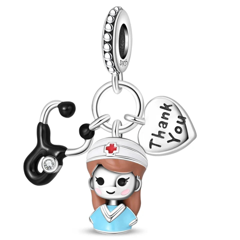 925 Sterling Silver Luminous Lantern Angel Cat Charm