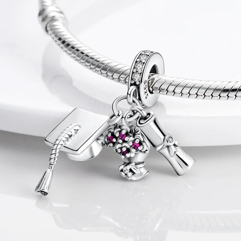 Pink Butterfly Luminous Firefly Dangle Charms 925 Sterling Silver Beads for DIY Jewelry