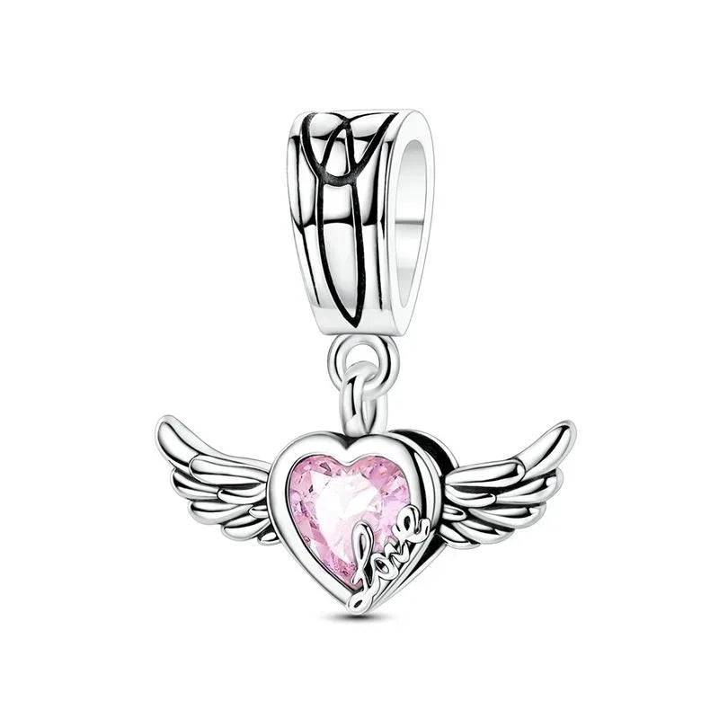 Sterling Silver 925 Angel Wing Heart Bird Charms for Bracelets and Necklaces Women's Fine DIY Jewelry Gifts