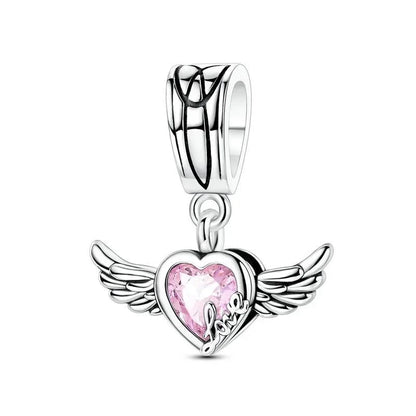 Sterling Silver 925 Angel Wing Heart Bird Charms for Bracelets and Necklaces Women's Fine DIY Jewelry Gifts