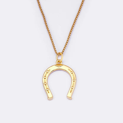 Elegant Gold Horseshoe Pendant Necklace for Women - Lucky Charm Jewelry with Adjustable Link Chain