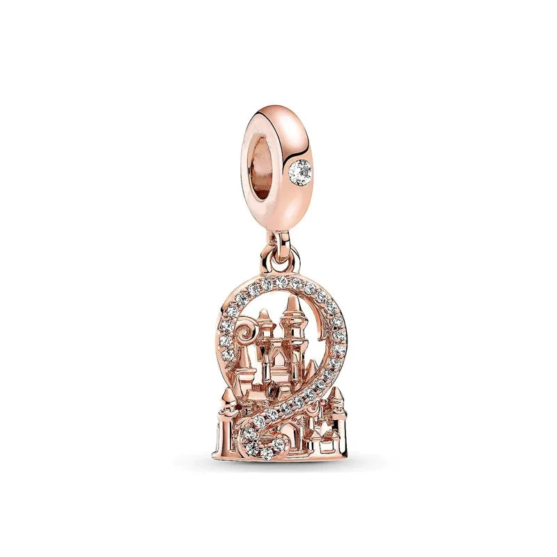 Exquisite 925 Silver Heart-Shaped Dog Paw Beads and Castle Pendant for European Original Bracelet DIY Accessories