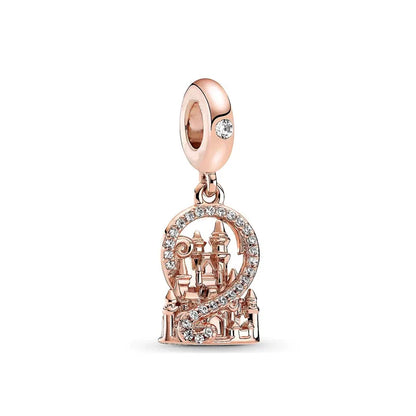 Exquisite 925 Silver Heart-Shaped Dog Paw Beads and Castle Pendant for European Original Bracelet DIY Accessories