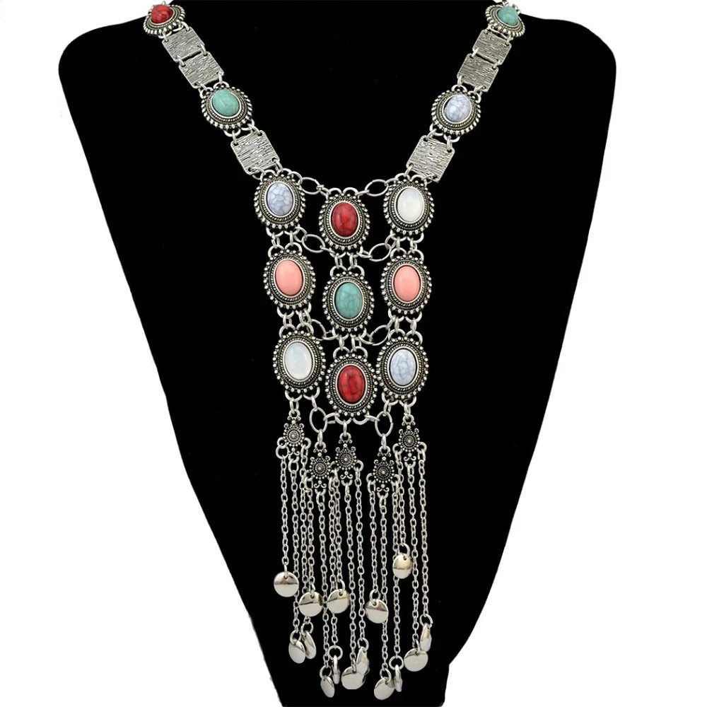 Indian Vintage Coin Tassel Choker Necklace for Women Ethnic Boho Jewelry Gift
