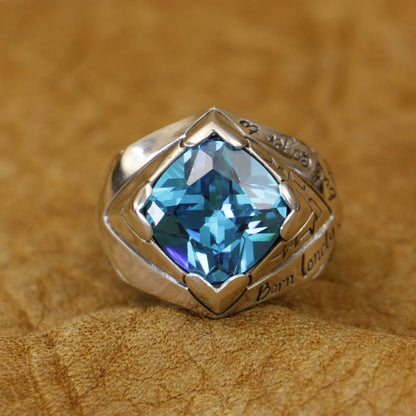Elegant Blue Zircon Heart Ring in 925 Sterling Silver for Unisex