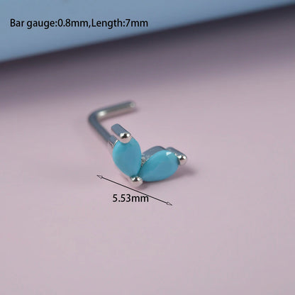 Turquoise Marquise Gem Sunflower Nose Bone Stud 20g Stainless Steel Piercing Jewelry