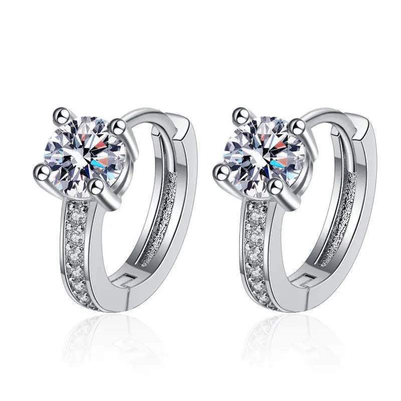 Sterling Silver CZ Crystal Plant Stud Earrings for Women and Teens
