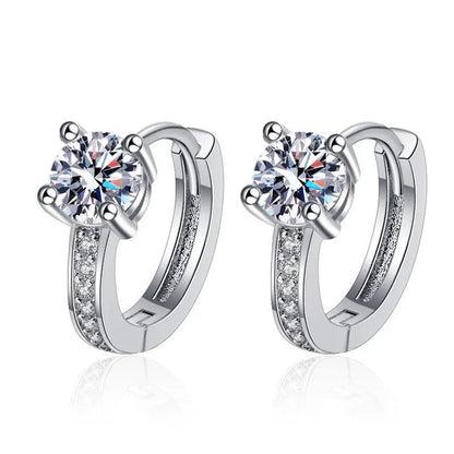 Sterling Silver CZ Crystal Plant Stud Earrings for Women and Teens