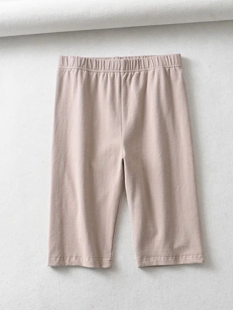 Sexy Women Cotton High Waisted Knee Length Bike Shorts