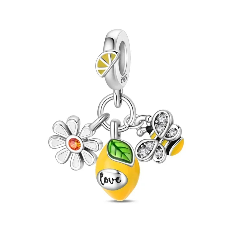 925 Sterling Silver Summer Charms Beads Ice Cream Fruit Candy Cake Zircon DIY Jewelry for Necklace and Bracelet Gifts