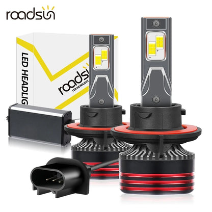 H13 9008 LED Car Headlight Bulbs 200W 6000K Ultra-Bright Hi-Lo Beam With Copper Heat Tube Canbus Compatible