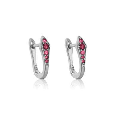 Rose Red Zircon Hoop Earrings for Women Minimalist Dangle Party Jewelry Trend 2025