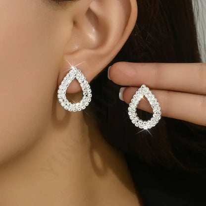 Bling Sweet Heart Geometric Glass Stud Earrings for Trendy Elegant Women