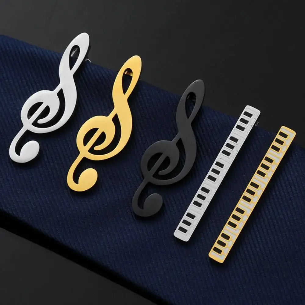 Creative Treble Clef Guitar Tie Clip for Men Titanium Steel Music Accessory